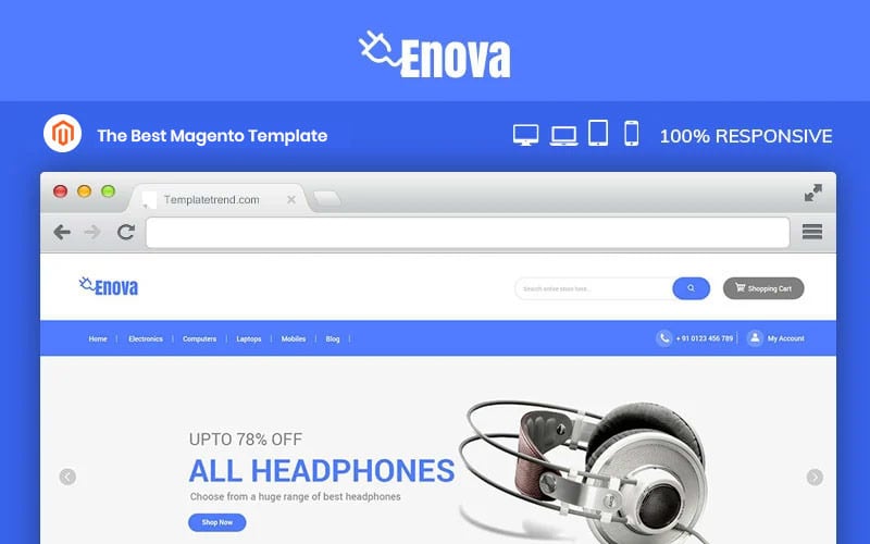 Тема Enova Electronics для мобильного Magento