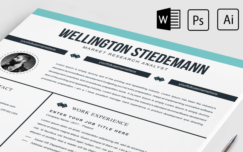 Download Резюме "Wellington Stiedemann Resume Template" / Wellington Stiedemann Resume Template - Резюме на тему графика 2 page a4 clean cv design elegant resume female feminine infographic letter minimalist modern portfolio professional indesign minimal pages