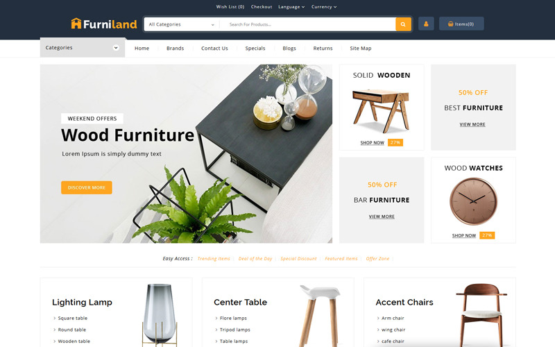 шаблон магазина домашнего декора opencart