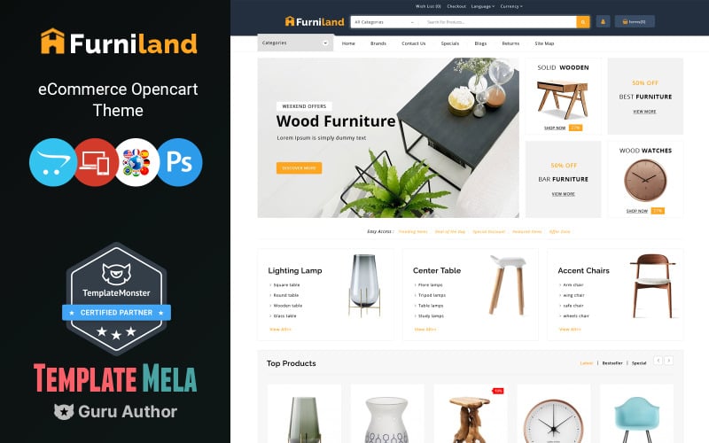 Furniland - 家居装饰和家具商店 OpenCart 模板