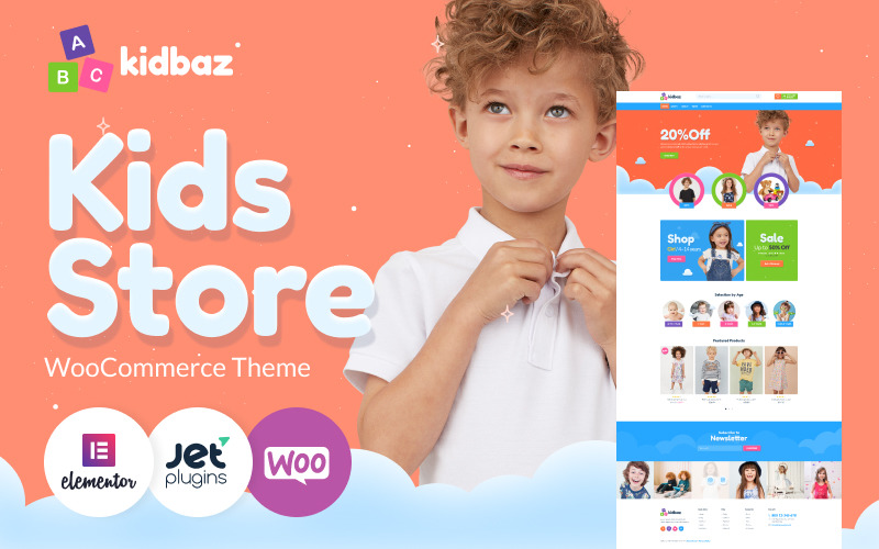 Kidbaz - Kids Stuff ECommerce Nowoczesny motyw Elementor WooCommerce