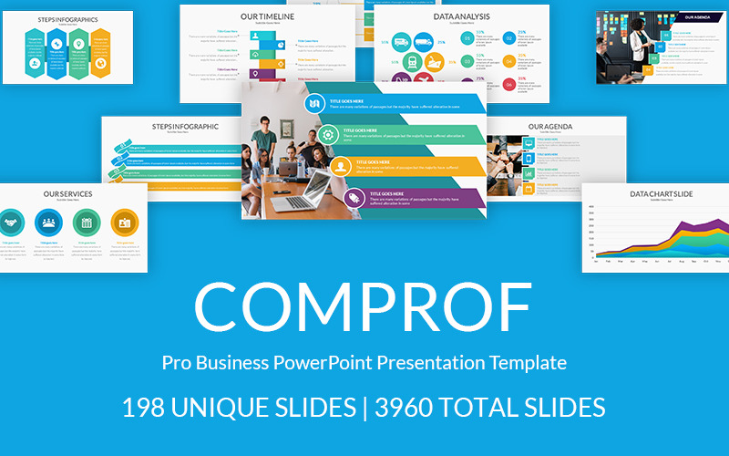 Plantilla de presentación de PowerPoint empresarial multiusos de Comprof PowerPoint template