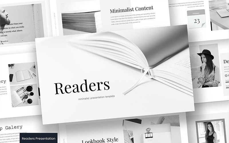 Readers PowerPoint template #83111 - TemplateMonster