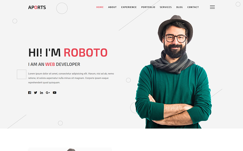 Aports - Tema WordPress per pagina di destinazione del portfolio personale