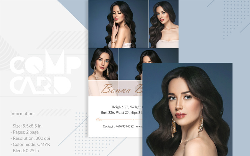 Download Фирменный стиль "Bonna Balika - Modeling Comp Card Template - Corporate Identity Template" / Bonna Balika - Modeling Comp Card Template - Corporate Identity Template - Фирменный стиль на тему графика model modeling zed comp card template fashion photo photography creative minimal design graphic