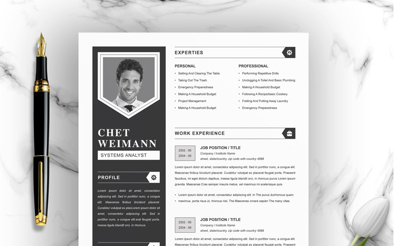 Download Резюме "Chet Resume Template" / Chet Resume Template - Резюме на тему графика 1 page resume 2 3 clean cv cover letter design template illustrator eps mac pages microsoft word modern photoshop psd