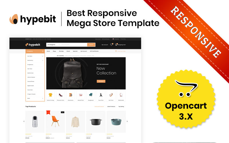 Hypebit - De Mega Store OpenCart-sjabloon