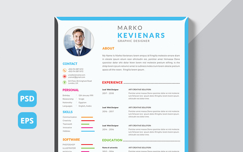 Download Резюме "Marko Kevienars Simple Resume Template" / Marko Kevienars Simple Resume Template - Резюме на тему графика resume simple business design resume cv work elegant flat job modern document design print page interview professional curriculum experience profession