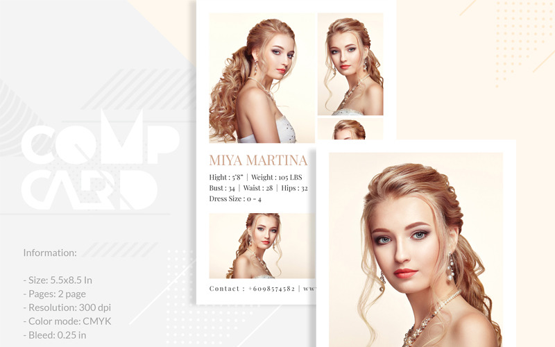 Download Фирменный стиль "Miya Martina - Modeling Comp Card - Corporate Identity Template" / Miya Martina - Modeling Comp Card - Corporate Identity Template - Фирменный стиль на тему графика model modeling zed comp card template fashion photo photography creative minimal design graphic