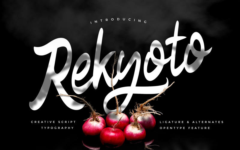 Download Шрифт "Rekyoto | Delicious Cursive Font" / Rekyoto | Delicious Cursive Font - Шрифт на тему графика food,delicious,tasty,gourmet,happy,fun,yummy,smile,logo,face,taste,cute,vector,symbol,sticker,emoticon,mouth,tongue,lick,expression
