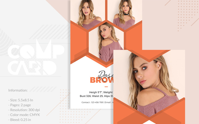 Download Фирменный стиль "Rose Brown - Modeling Comp Card - Corporate Identity Template" / Rose Brown - Modeling Comp Card - Corporate Identity Template - Фирменный стиль на тему графика modeling comp card fashion model template photo photography creative minimal design graphic zed