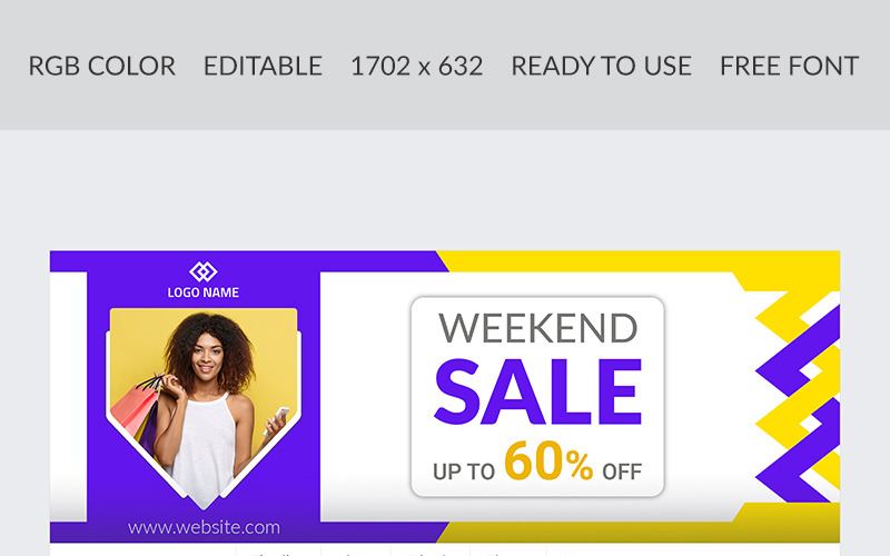 Download Шаблон для соцсетей "Weekend - Facebook Cover Design Social Media Template" / Weekend - Facebook Cover Design Social Media Template - Шаблон для соцсетей на тему графика facebook web design corporate sale cover ads banner template advertisement fashion marketing timeline social instagram coupon geometric layout modern business