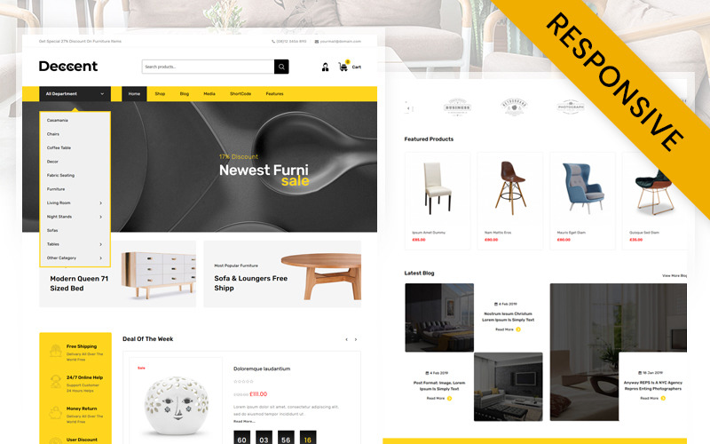 deccent мебельный магазин woocommerce тема