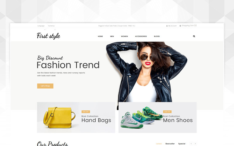 Eerste stijl - Modewinkel OpenCart-sjabloon