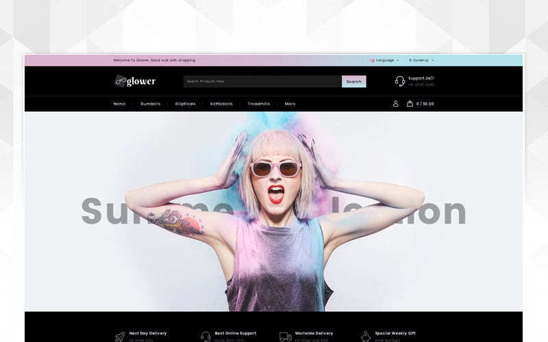 Glower - Goggles Store OpenCart Template