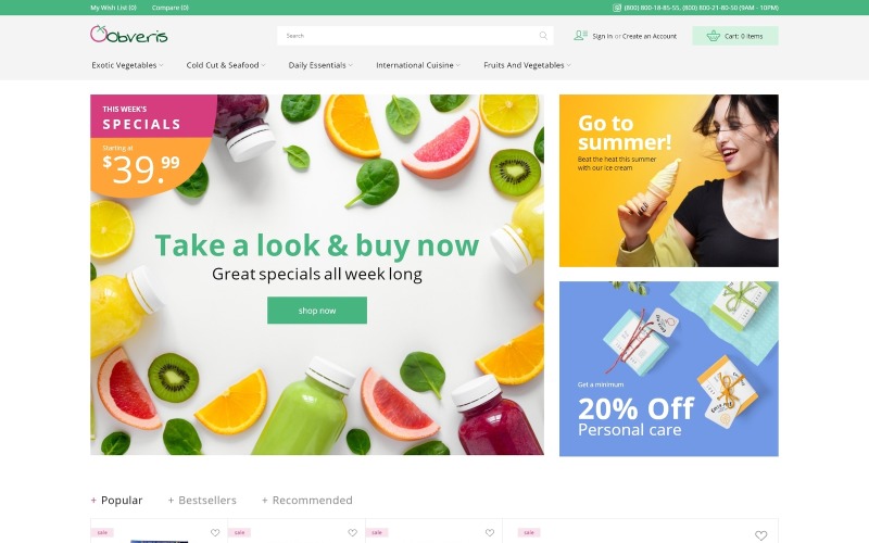 Obveris - тема Magento для интернет-магазина Clean Grocery