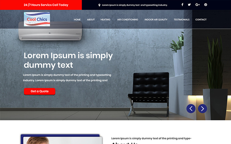 Download PSD шаблон "Cool Chics - AC Services PSD Template" / Cool Chics - AC Services PSD Template - PSD шаблон на тему кондиционеры ac repair maintenance theme template psd photoshop