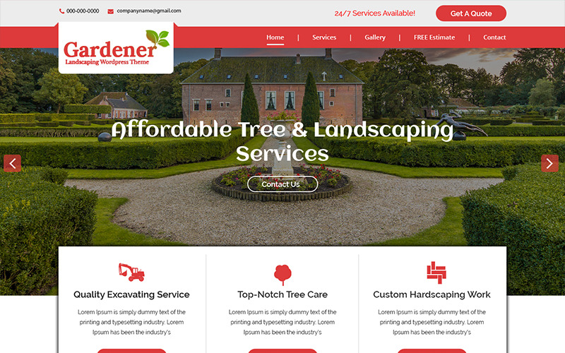 Gardener - Landscaping Services PSD Template