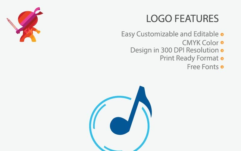 Blue Color Creative Music Logo Template