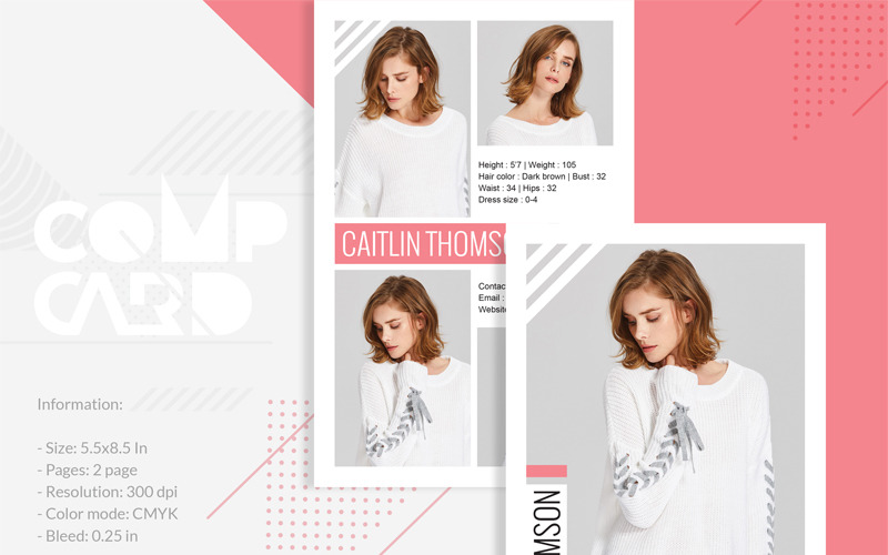 Caitlin Thomson - Divatmodell kompkártya sablon - Vállalati-azonosság sablon