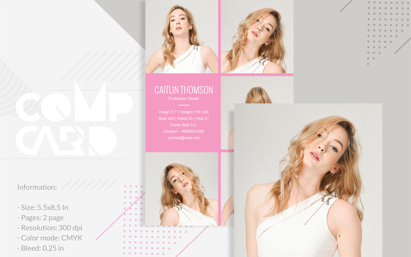 Download Фирменный стиль "Caitlin Thomson - Modeling - Corporate Identity Template" / Caitlin Thomson - Modeling - Corporate Identity Template - Фирменный стиль на тему графика model comp card template fashion modeling zed creative photo photography portrait