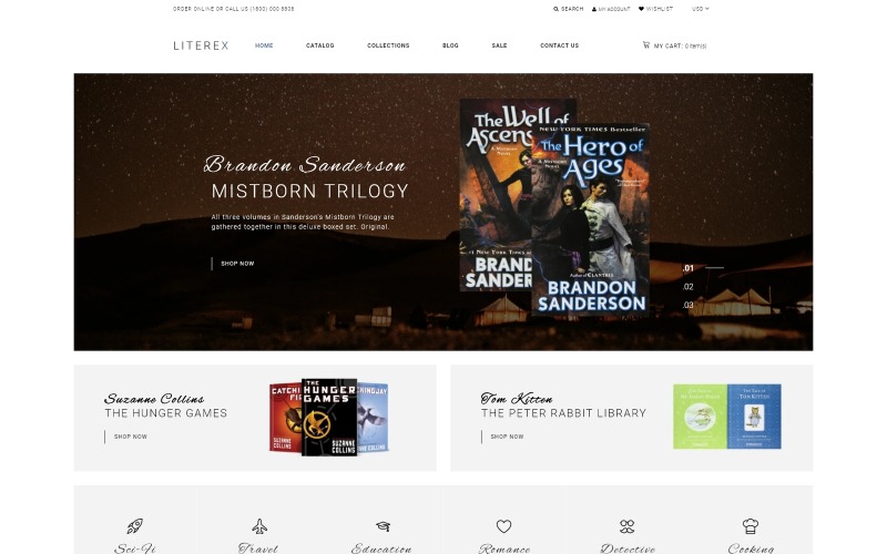 Literex - Многостраничная тема Shopify для книжного магазина Shopify
