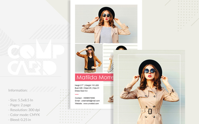 Download Фирменный стиль "Matilda Morres - Model Comp Card Template - Corporate Identity Template" / Matilda Morres - Model Comp Card Template - Corporate Identity Template - Фирменный стиль на тему графика model comp card template fashion modeling zed creative photo photography portrait
