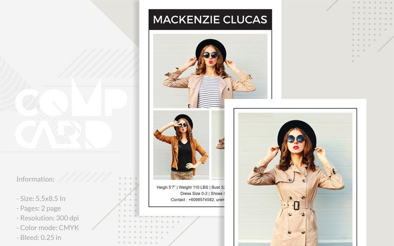 Download Фирменный стиль "Model Comp Card - Corporate Identity Template" / Model Comp Card - Corporate Identity Template - Фирменный стиль на тему графика model comp card template fashion modeling zed creative photo photography portrait