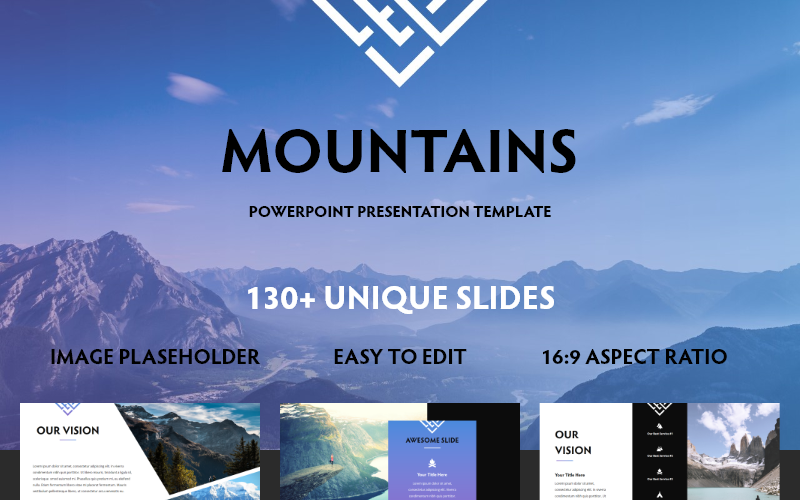Mountains PowerPoint template 83532 TemplateMonster