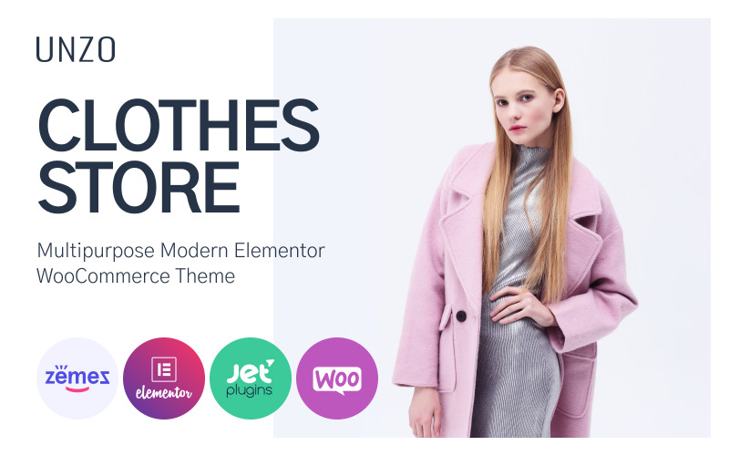 Unzo - Tema de WooCommerce de Elementor mínimo de tienda de ropa de comercio electrónico