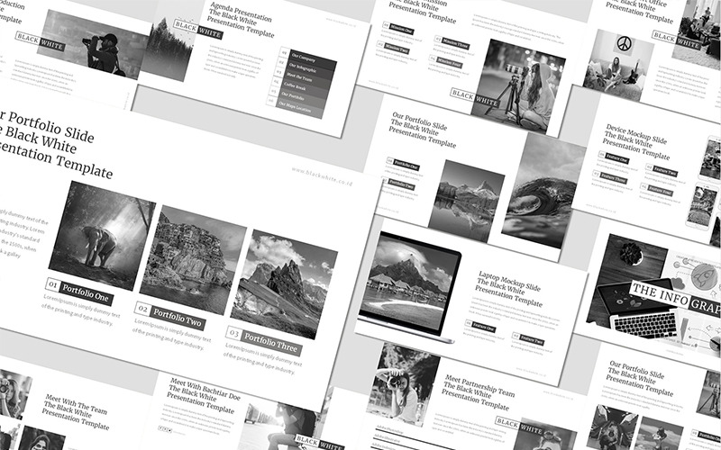 Black White Keynote template #83687 TemplateMonster