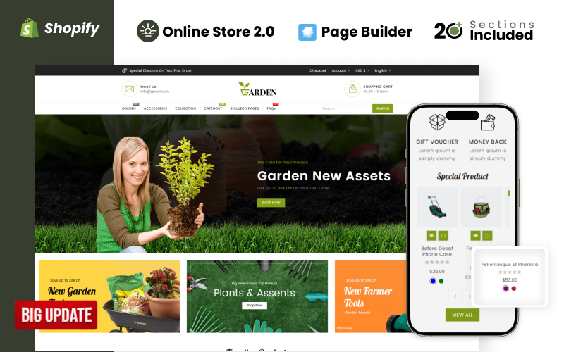 园林工具店Shopify主题