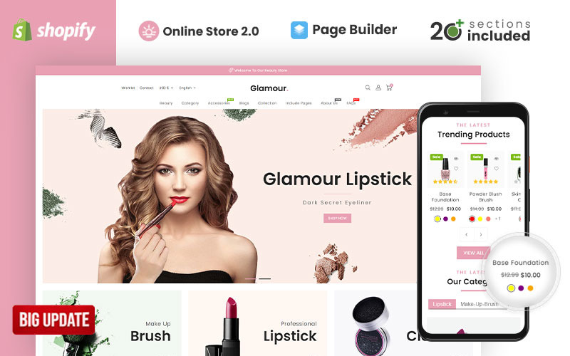Glamour Cosmetics Store Shopify-thema