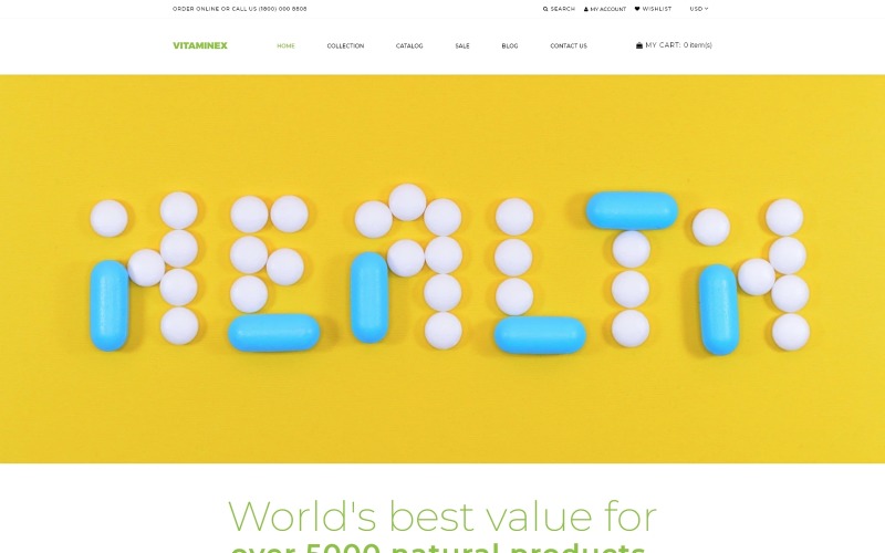 Vitaminex - багатосторінкова креативна тема Shopify в аптеці