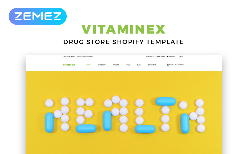 аптека многостраничная креативная тема shopify