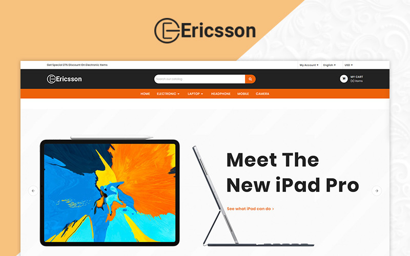 Ericssion Electronic Mega Store OpenCart Şablonu