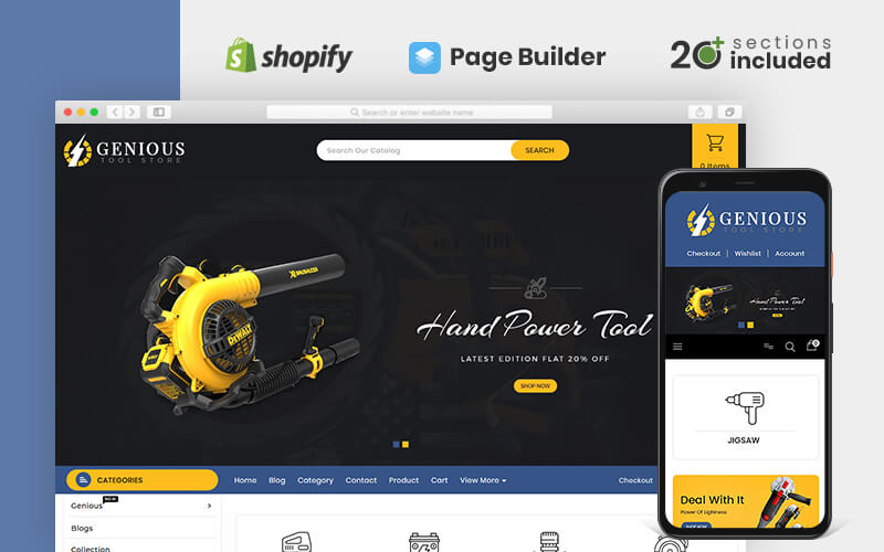 гениальный магазин электроинструментов shopify тема