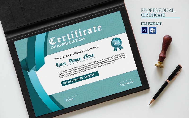 Download Шаблон сертификата "Sistec Certificate Template" / Sistec Certificate Template - Шаблон сертификата на тему графика certificate,design,appreciation,achievement,reward,print,template,editable,diploma,clean,minimal,simple,photoshop,docx,ms,word