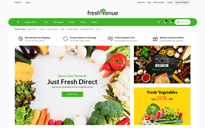 Sklep spożywczy Natural Fresh Store OpenCart Template