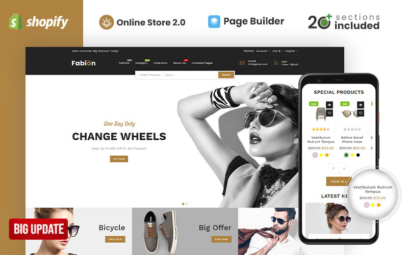 Тема Shopify для модных магазинов и интернет-бутиков Fabion