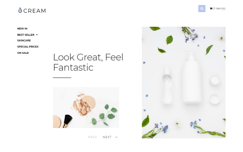 Crème - Modèle OpenCart propre de commerce électronique de produits de beauté