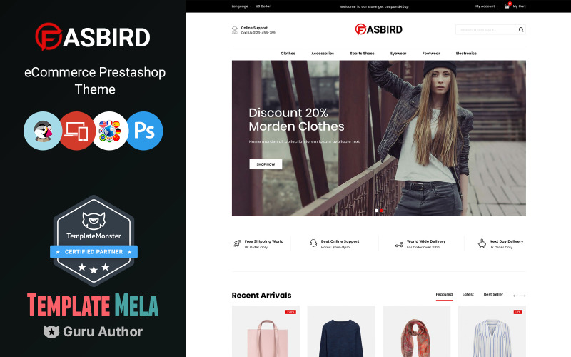 Fasbird - Тема PrestaShop для магазина модных дизайнеров