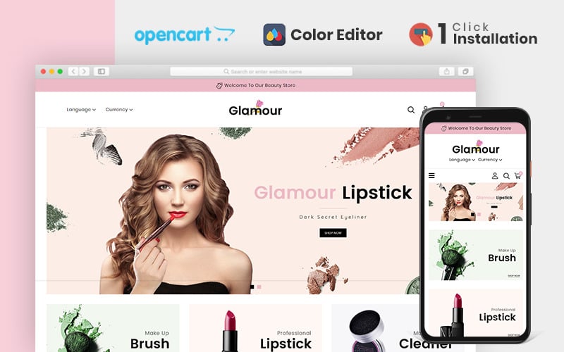 glamour cosmetics store opencart шаблон