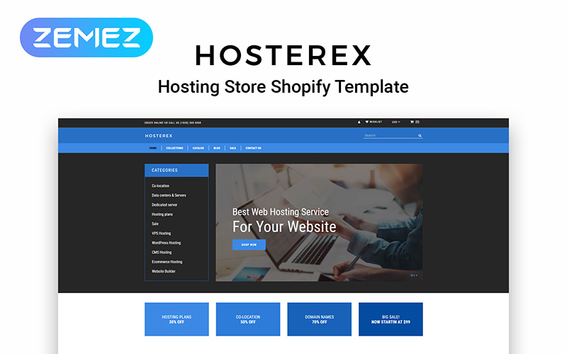 хостинг многостраничной креативной темы shopify