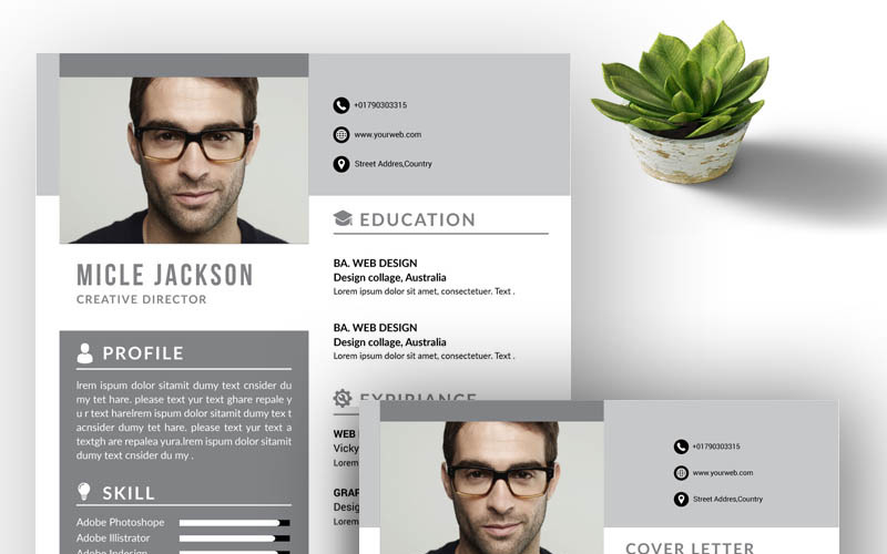 Download Резюме "Micheal Resume Template" / Micheal Resume Template - Резюме на тему графика resume cv template professional job work free clean creative modern