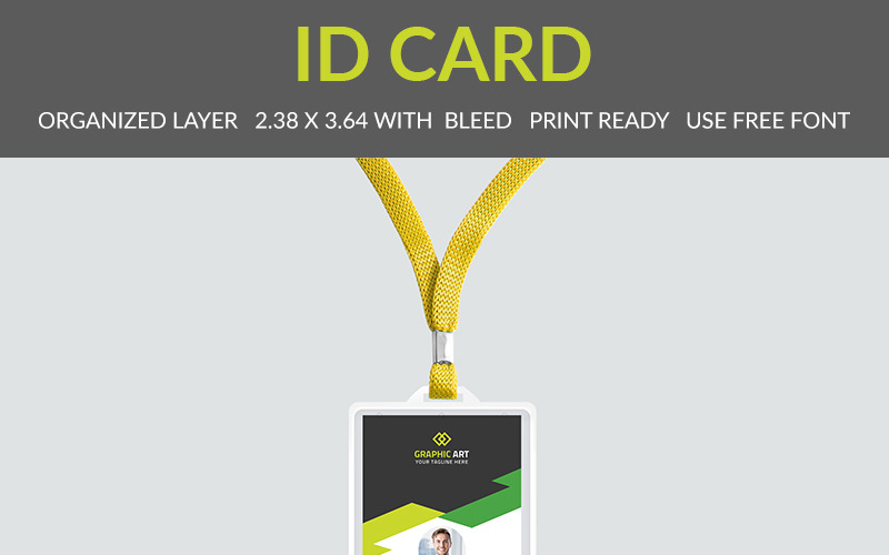 Download Фирменный стиль "Office Id Card - Corporate Identity Template" / Office Id Card - Corporate Identity Template - Фирменный стиль на тему графика advertisement business card cards clients company id office id shape brand registration corporate flat contact lines green identity company print