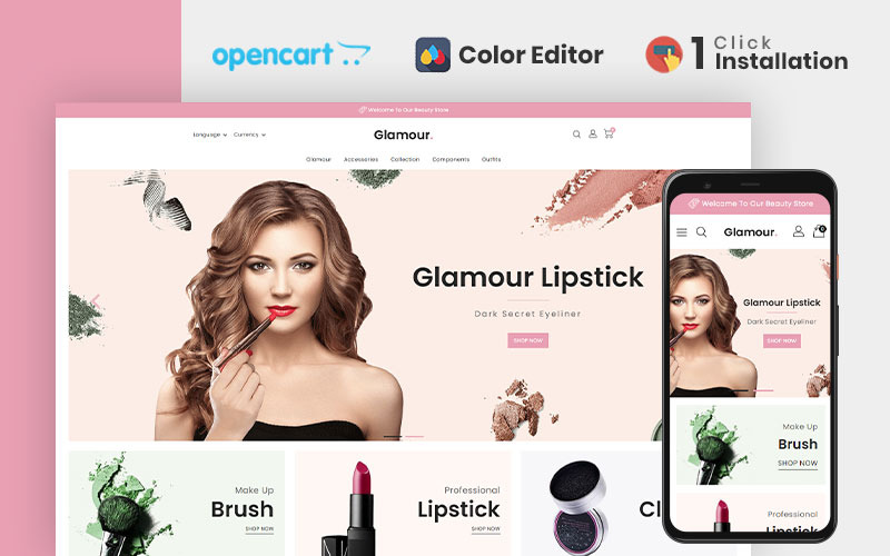 Plantilla OpenCart de Tienda de Cosméticos Glamour