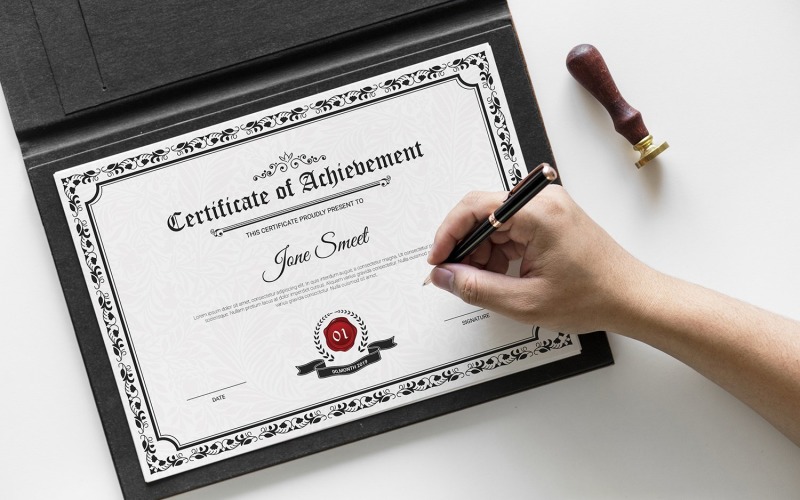 Download Шаблон сертификата "Smeet Achievement Certificate Certificate Template" / Smeet Achievement Certificate Certificate Template - Шаблон сертификата на тему графика certificate,achievement,multipurpose,award,appreciation,print,printable,editable,school,college,office,a4,psd,clean,minimal