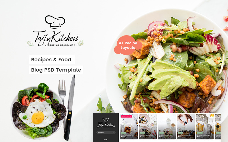 TastyKitchen - Modelo PSD do Blog de Receitas e Alimentos