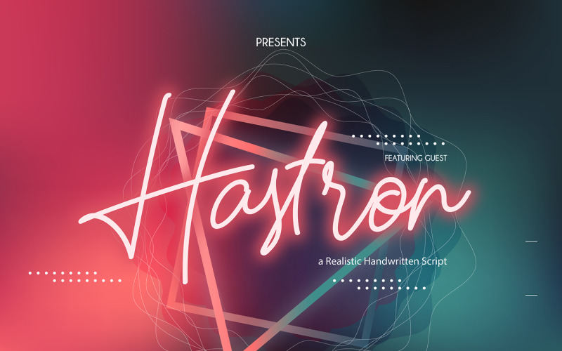 Hastron | Carattere corsivo Monoline al neon